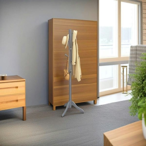 Modcraft Wooden Coat Stand with 3 Height Options and 8 Hanging Hooks