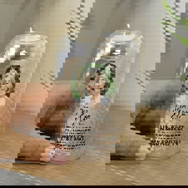 Personalised Memento Company Personalised Photo Upload Memorial Feather Tealight Holder