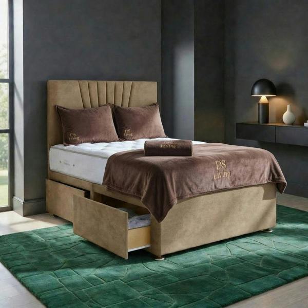 Elysian Beige Single Two Drawer Divan Bed