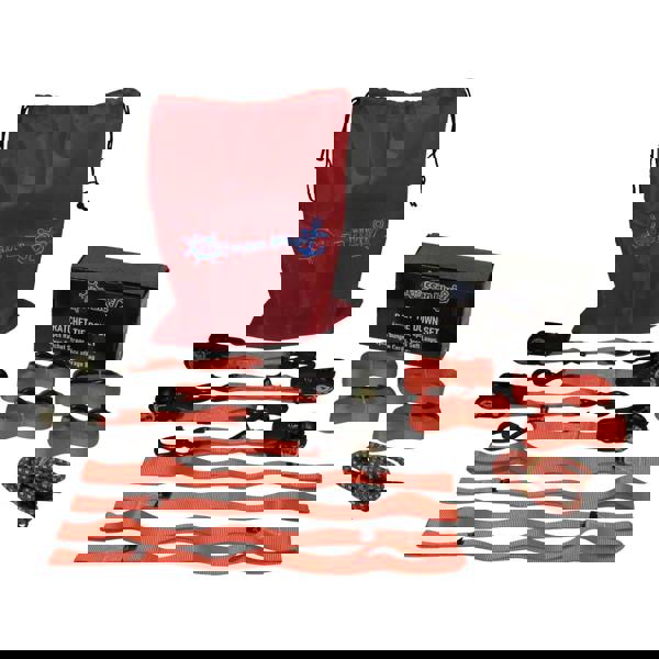 Soft Loop Tie Down Ratchet Straps Red (S Hook Lashing Bungee Cord Gift Set)