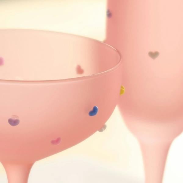 Pink Frosted Multicoloured Heart Glasses - MYLEE London