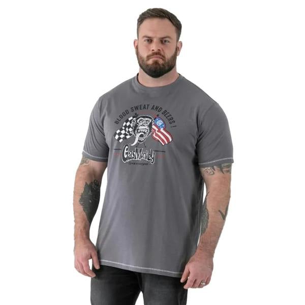 Duke Mens Jasper D555 Gas Monkey Kingsize T-Shirt - Grey - 