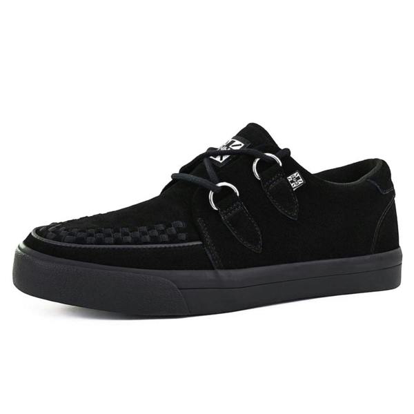 TUK Footwear TUK Pointed Creeper Sneaker Black Suede Platform Shoes - A9178