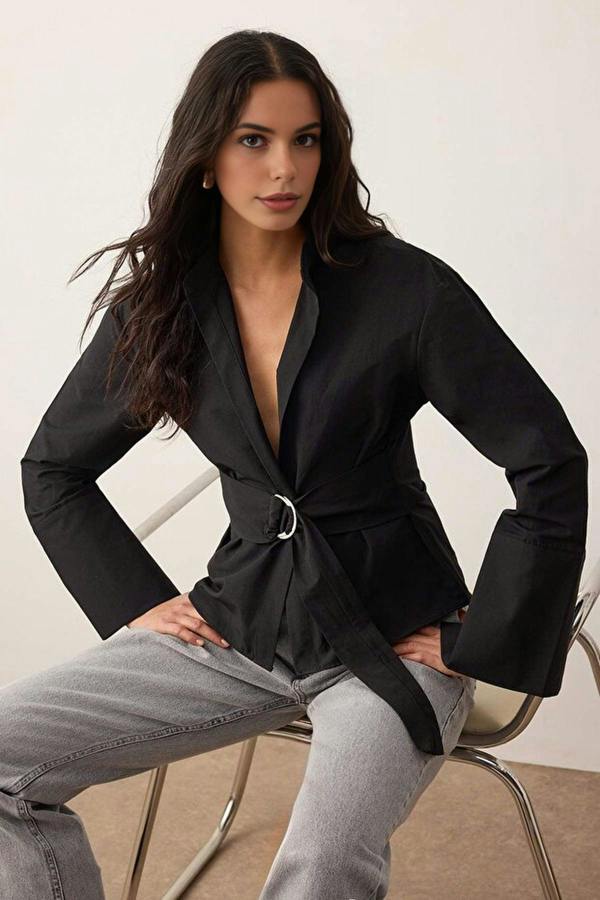 WOVCOR Belted & Snap-Front Adjustable Shirt
