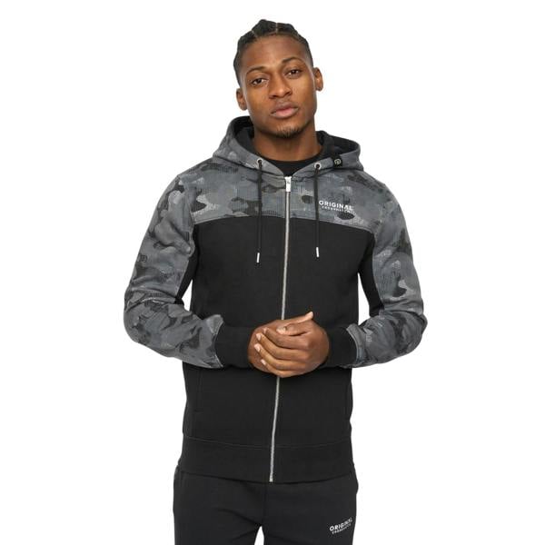 Crosshatch Mens Branton Full Zip Hoodie - Black - 
