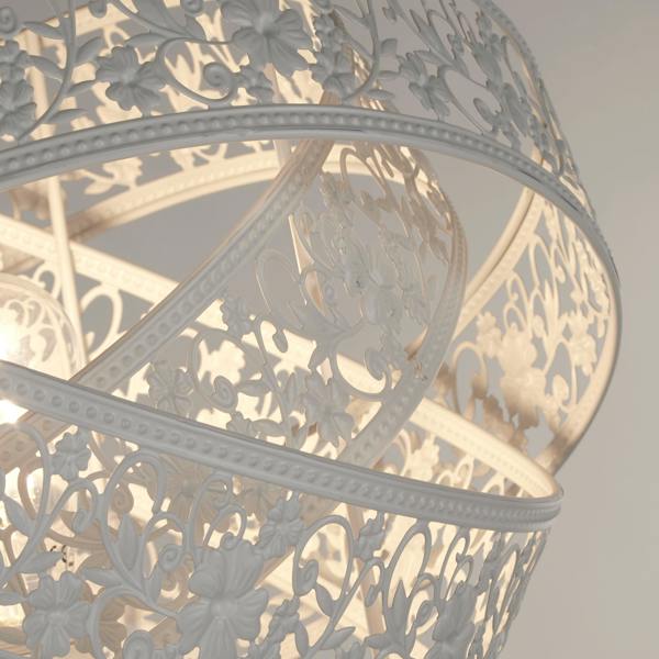 Lighting Collection Matte White Fretwork Floor Lamp