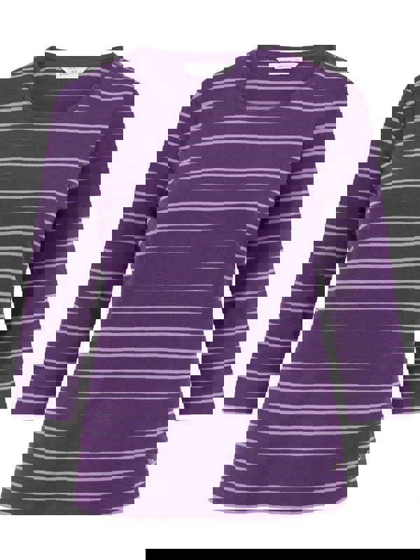 PennyPlain Round Neck Striped Top - Mulberry