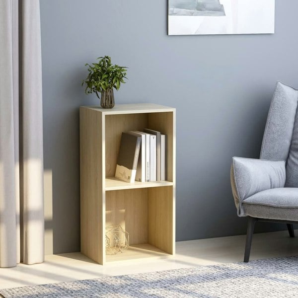 Berkfield 2-Tier Book Cabinet Sonoma Oak 40x30x76.5 cm Engineered Wood