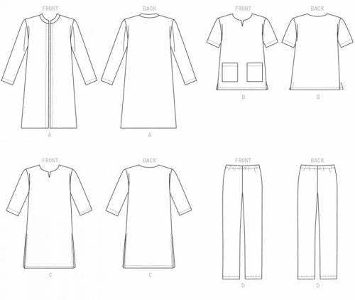 Butterick Sewing Pattern 6534, Coats, Tunics, Tops, Trousers for Men, Women, XM (SML-MED-LRG) - Easy