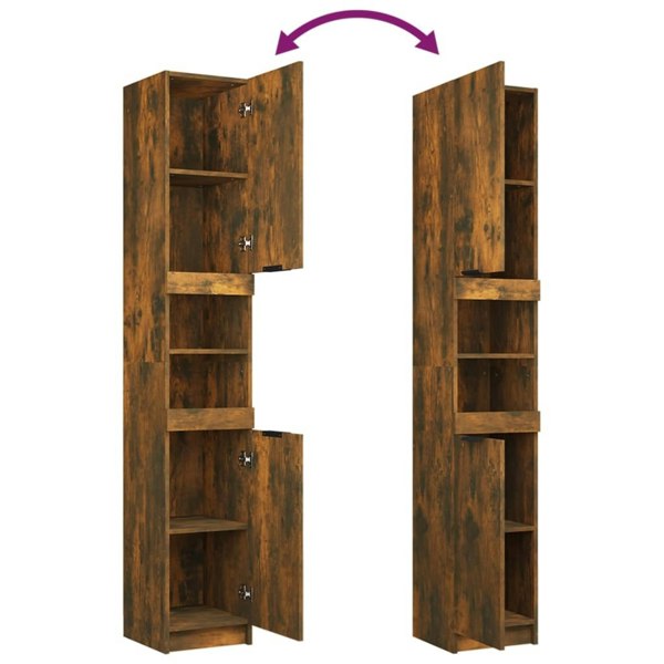 Berkfield Bathroom Cabinet Smoked Oak 32x34x188.5 cm Engineered Wood