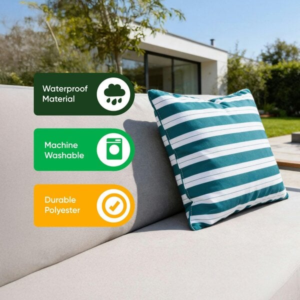 Gardenwize Pair of Outdoor Scatter Cushions - Teal Stripe Design