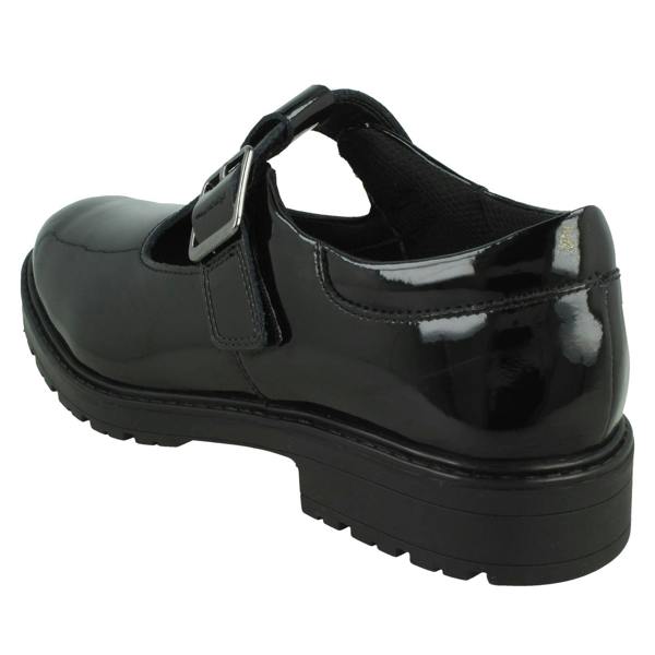Clarks Girls Clarks Faux Buckle T-Bar School Shoes Loxham Bar Y