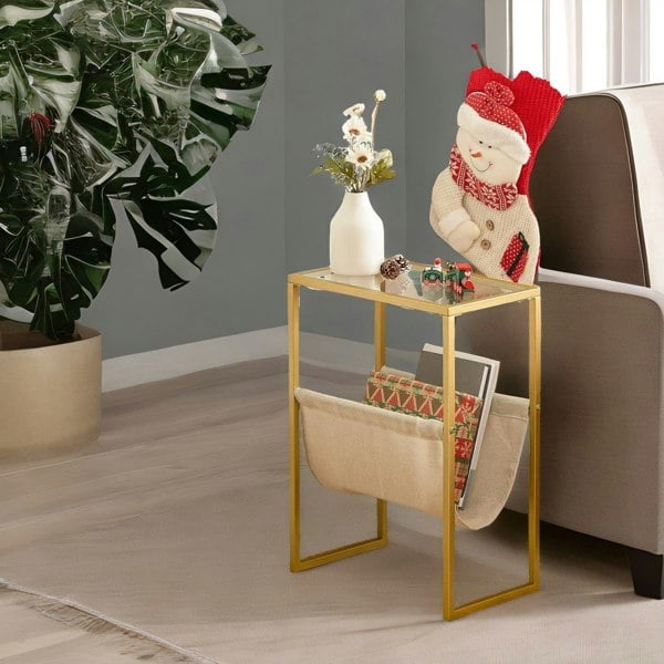 Rafaelo Mobilia Sofa End Table with Fabric Magazine Holder