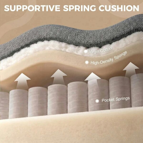 Accent Chair, Removable Pillow Linen Armchair with Comfy Spring Cushion for Living Room, Bedroom, Study, Dark Grey