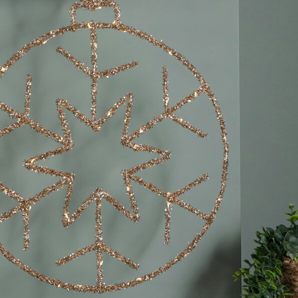 Samuel Alexander 49cm Battery Powered Light up Gold Christmas Snowflake Ball with Warm White Twinkling LEDs