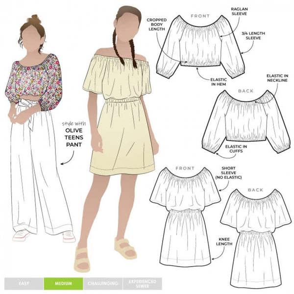 Style Arc Sewing Pattern Kids Delta Top & Dress - Tops, Dresses for Kids, Teenagers - Intermediate
