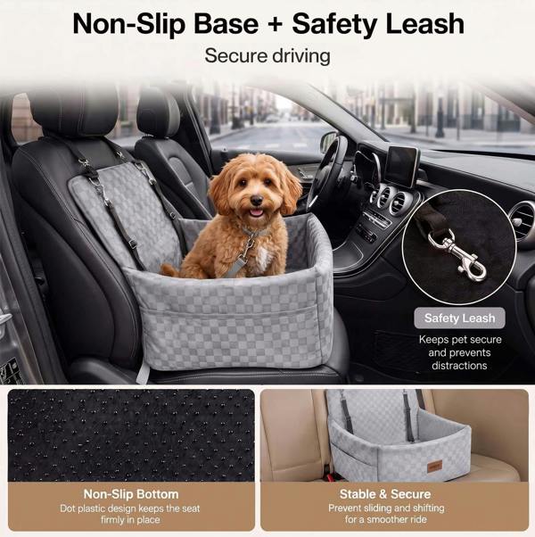 Skylos Large Dog Car Seat Booster Dual-Sided Plush Cool Bed Washable Grey