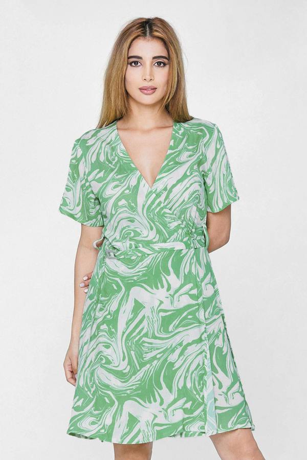 ENORSIA Fluid Printed Relax Fit Mini Dress