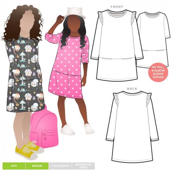 Style Arc Sewing Pattern Kids Emma Knit Dress - Dresses for Kids - Easy