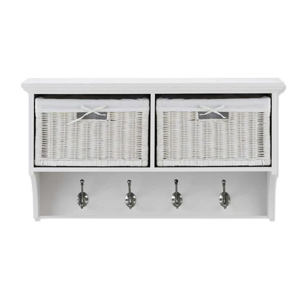 Tetbury Hanging Shelf with 2 White Wicker Baskets