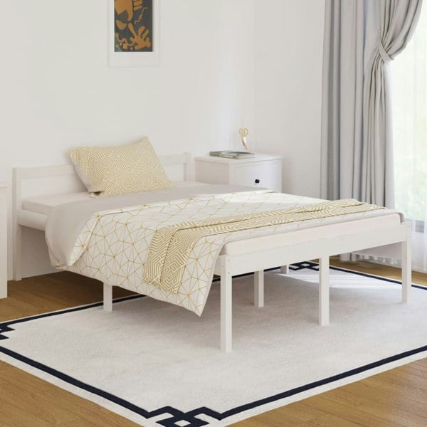 Berkfield Bed Frame White 140x190 cm Solid Wood Pine