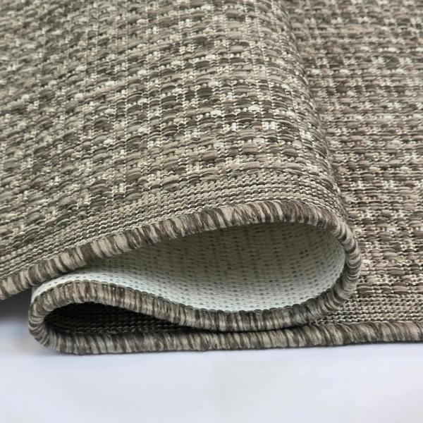 Non-Slip Taupe Brown Rug Plain Solid Design Flat Weave Kitchen Dining Room Living Room Area Mat