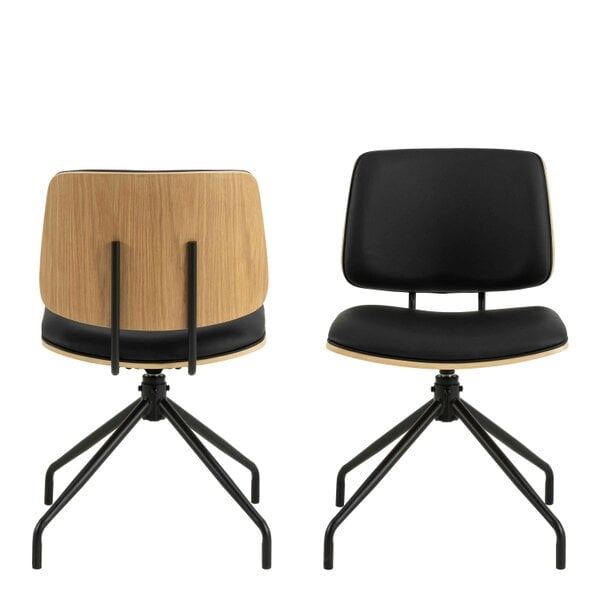 Wyld Haus Set of 2 Nairobi Swivel Dining Chairs Black Veneer and Faux Leather