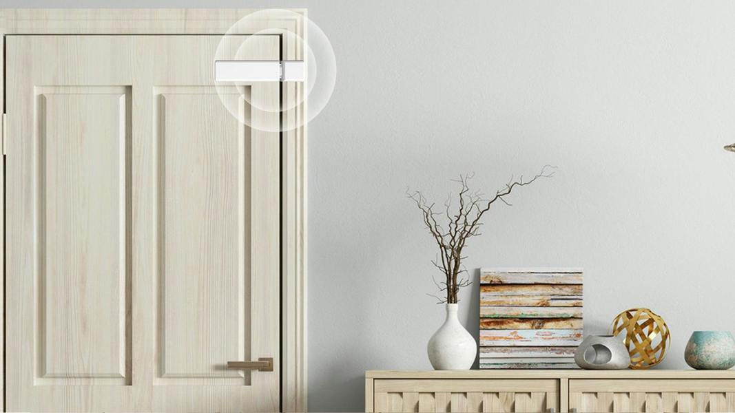 ENER-J Wireless Kinetic Door Switch - Easy Lighting Control for Doors, Drawers, and Cabinets, IP56 Rated, White Body