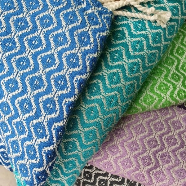 Cotton and Olive Caria Throw Blanket, HAND-LOOMED