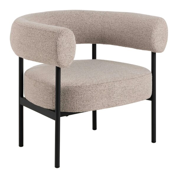Wyld Haus Ostrava Beige Boucle Lounge Accent Chair Black Metal Legs