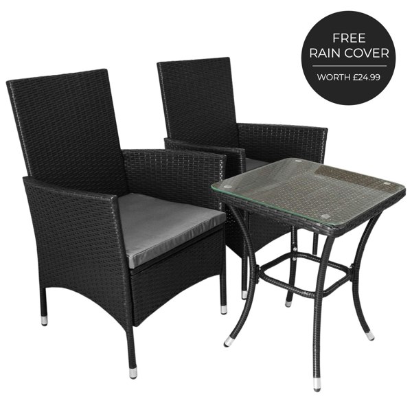 Jardi Rattan Bistro Set Black