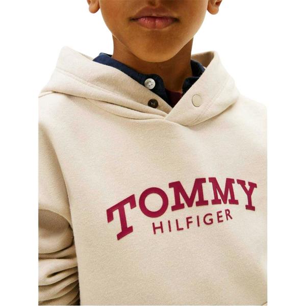 Tommy Hilfiger Childrens/Kids Logo Hooded Drawstring Hoodie - Sand - 