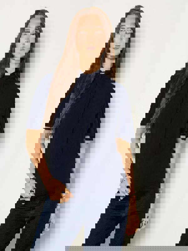 GWD Terry Navy Twist Neck Top