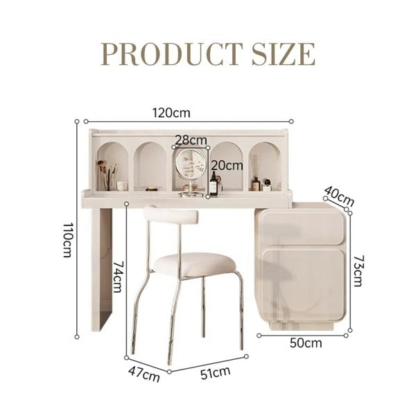 Qwincy Dressing Table With Sideboard, Black, Cream-Weilai Concept-Weilai Concept