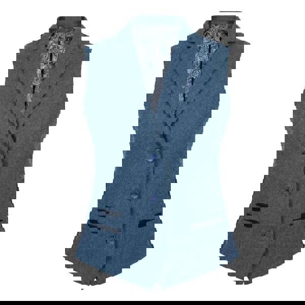 TruClothing IMW-01 - Women's Blue Tweed Herringbone Blazer Waistcoat