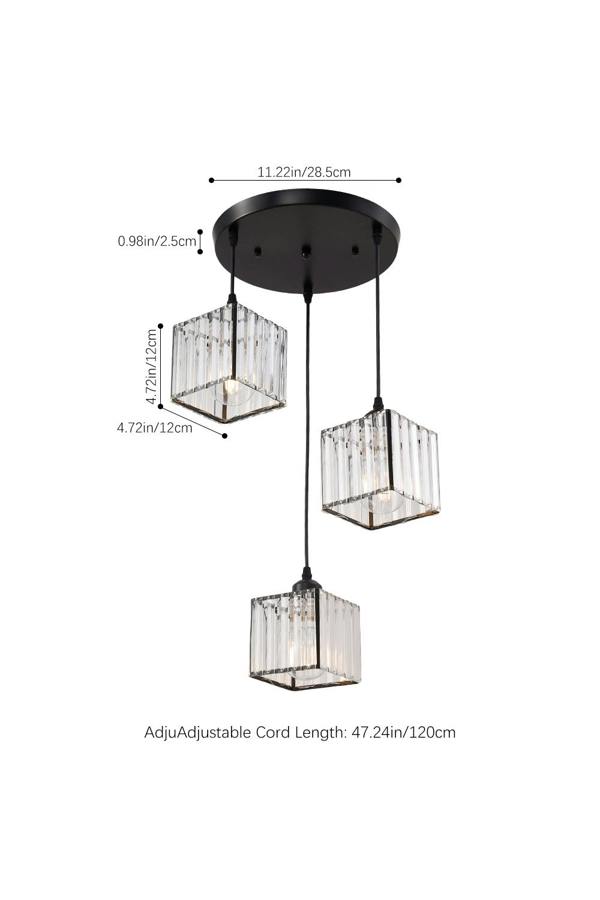 Living and Home 3-Light Crystal Ceiling Pendant Light Fixture