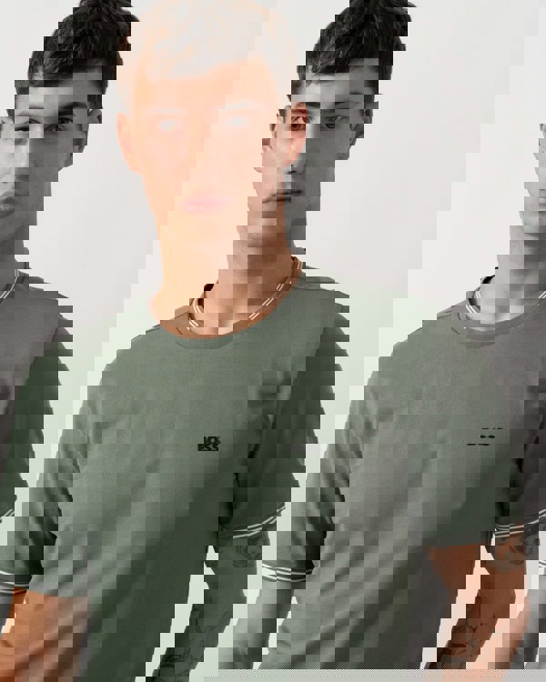 BOSS Green Taul Mens Stretch-Cotton T-Shirt with Stripes and Logo - Open Green 358