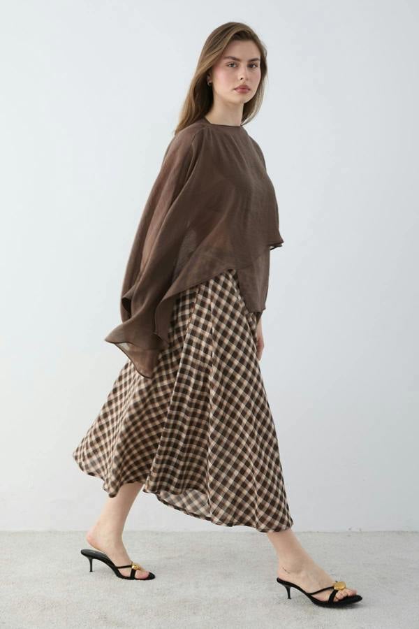 High Waist Tiered Midi Skirt