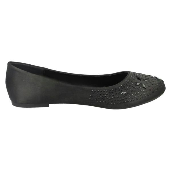 Spot On Ladies Spot On Flat Diamante Ballerinas