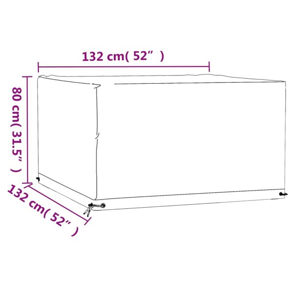 Berkfield Garden Furniture Cover 8 Eyelets 132x132x80 cm Square