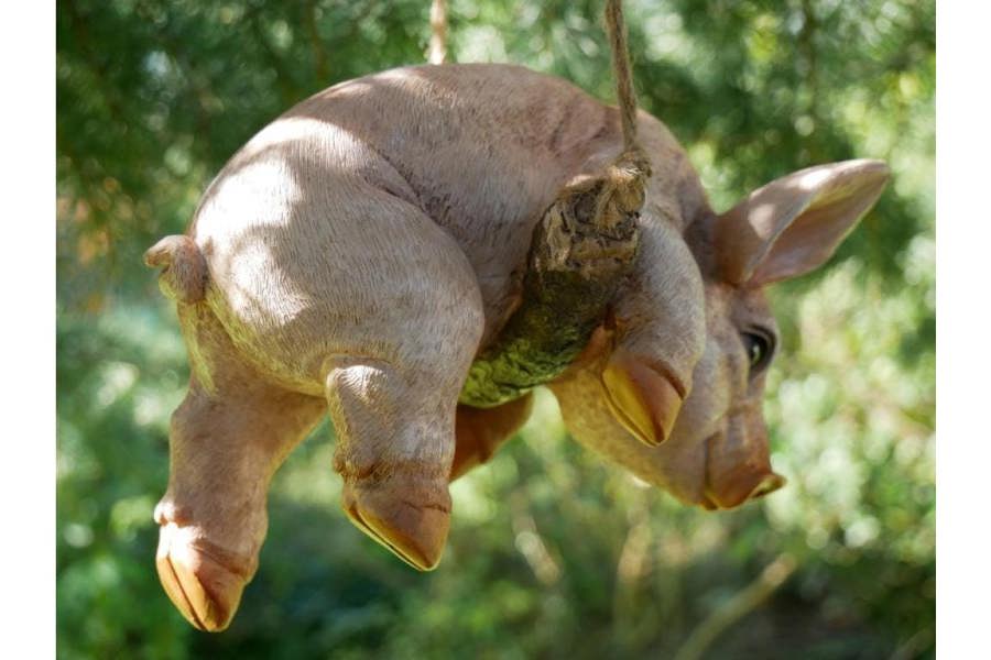 Hanging Pig Outdoor Ornament