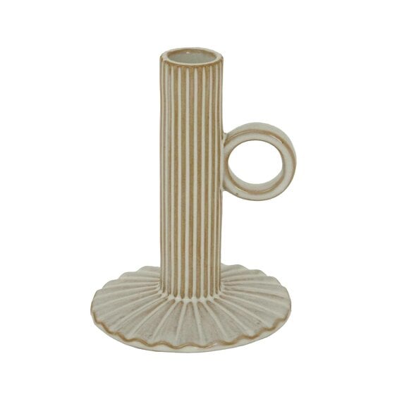 Hill Interiors Ceramic Tapered Candle Holder - White