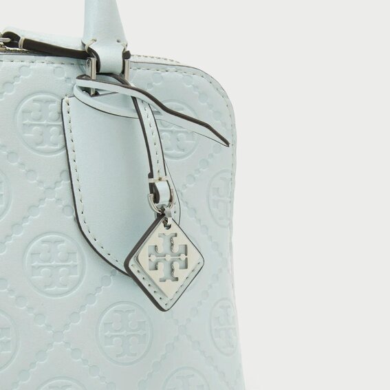 Tory Burch Monogram T Logo Leather Mini Swing Bag Ice Blue