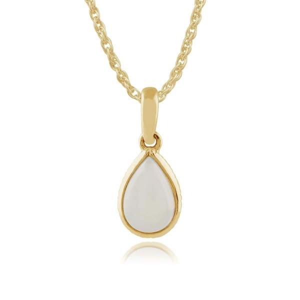 Classic Pear Opal Bezel Drop Earrings & Pendant Set Image 4