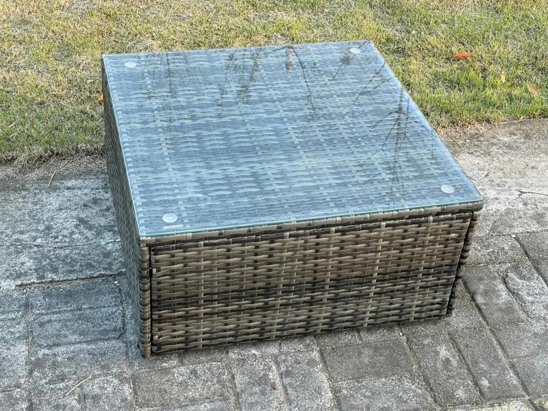 Fimous 8 Pieces Garden Set, Wicker Rattan, Manual Patio Sofa Conversation, 2 Big Footstools and Side Table, Dark Grey Mixed