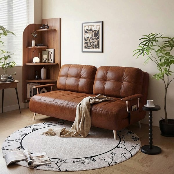 O'Reilly Single Seater Sofa Bed, Brown Leather-Rit Concept-Rit Concept