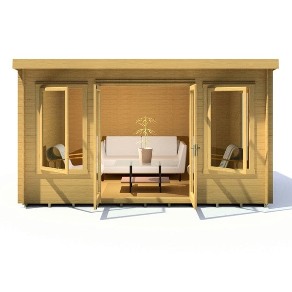 Shire Emneth 10Gx13 Pent Log Cabin 19mm interlock  Cladding - Best Shed