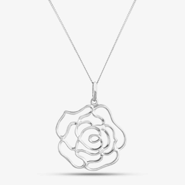 T. H. Baker Silver Flat Cut Out Rose Pendant 8.63.6793