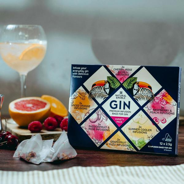 Natural & Noble Gin Infusions Variety Pack, Alongside Loose Infusion Bags, Fresh Fruit and Infused Gin