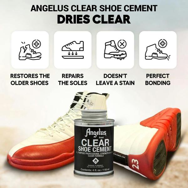 Angelus Clear Shoe Cement - Professional Strength for Shoe Repairs 4oz
